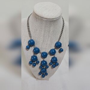 Elegant Blue Beaded Bubble Necklace